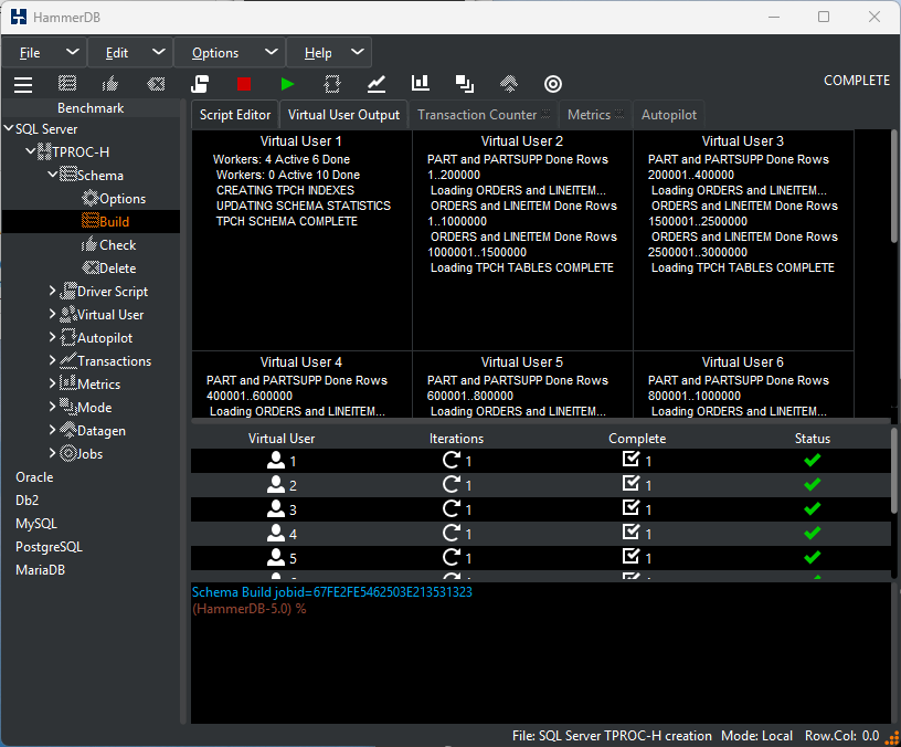 Schema Build Complete