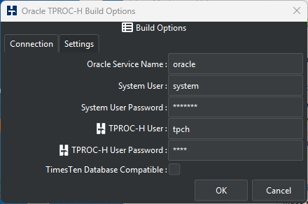 Oracle TPROC-H Build Options