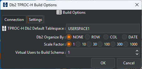 Db2 TPROCH Build Settings Options