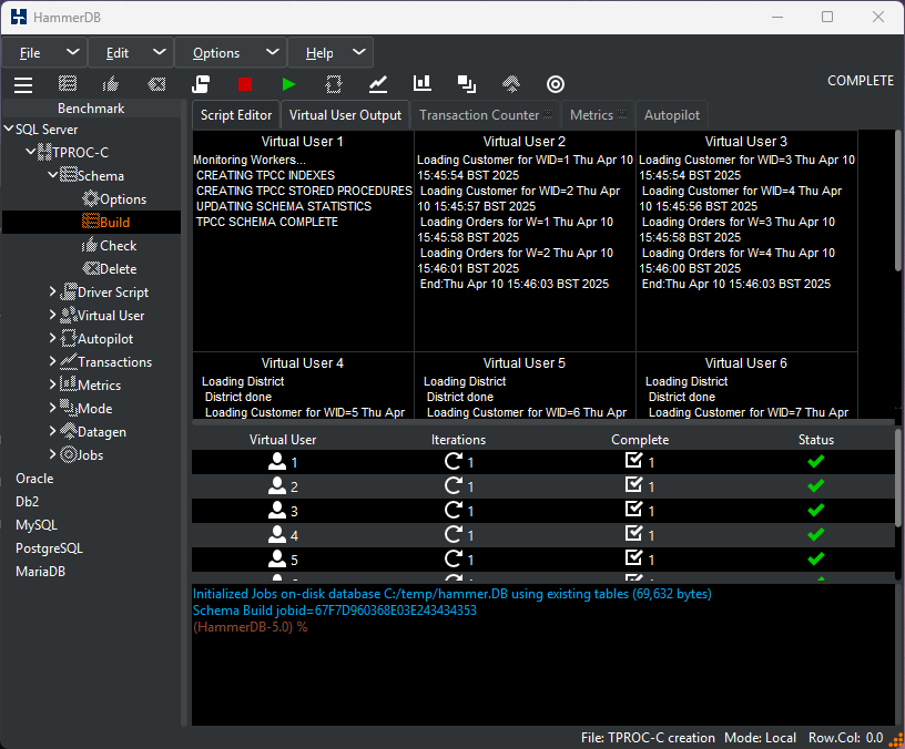 Schema build complete