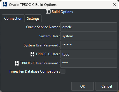 Oracle Build Options Connections