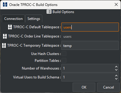 Oracle Build Options Settings