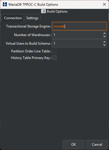 MariaDB Build Settings Options