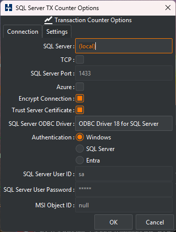 SQL Server TX Counter Options