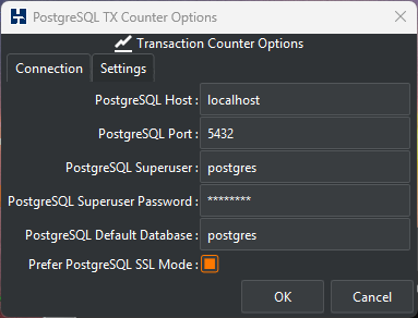 PostgreSQL TX Counter Options