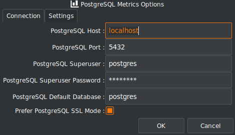 PostgreSQL Metrics Options