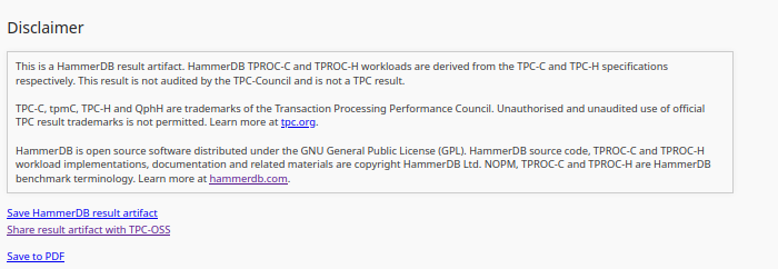 Benchmark Report Disclaimer and Links