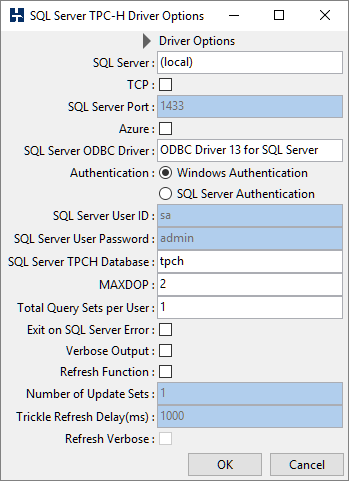 TPC-H Driver Options