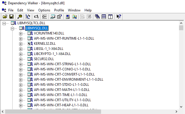 Dependency Walker MySQL