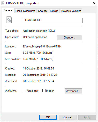 LIBMYSQL.DLL Properties