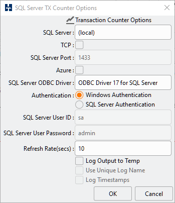 SQL Server TX Counter Options