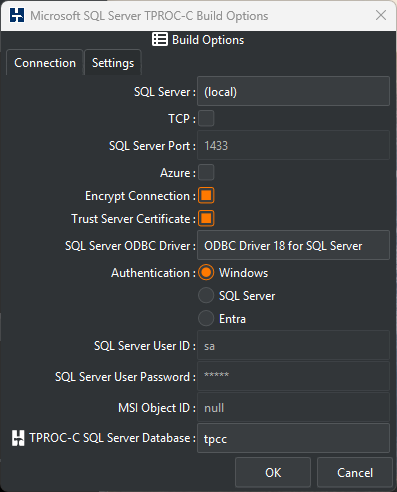 SQL Server Build Connection Options