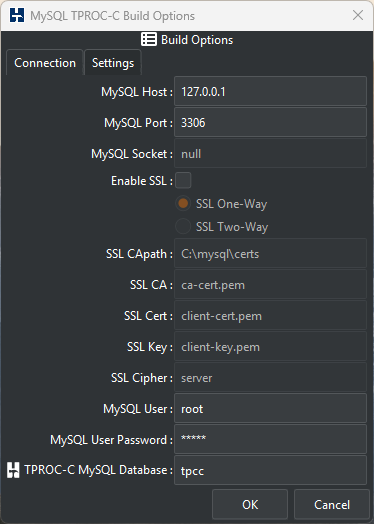 MySQL Build Connection Options