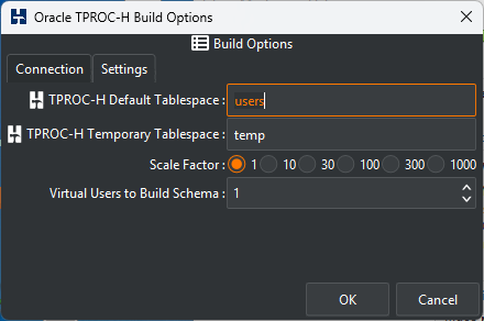 Oracle TPROC-H Options