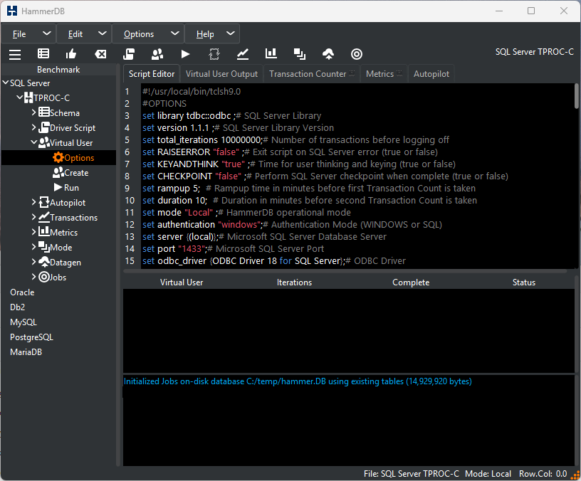 Virtual User Options