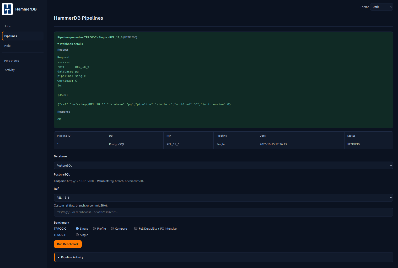 Pipeline Benchmark Options